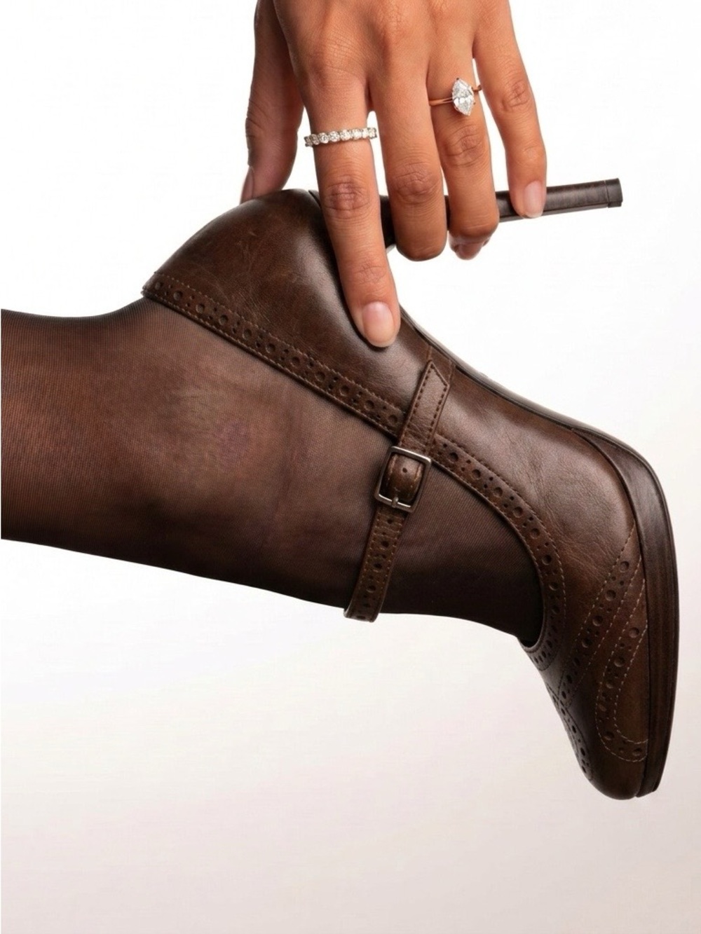 BCBGirls Dark Brown Leather Mary Jane Heels